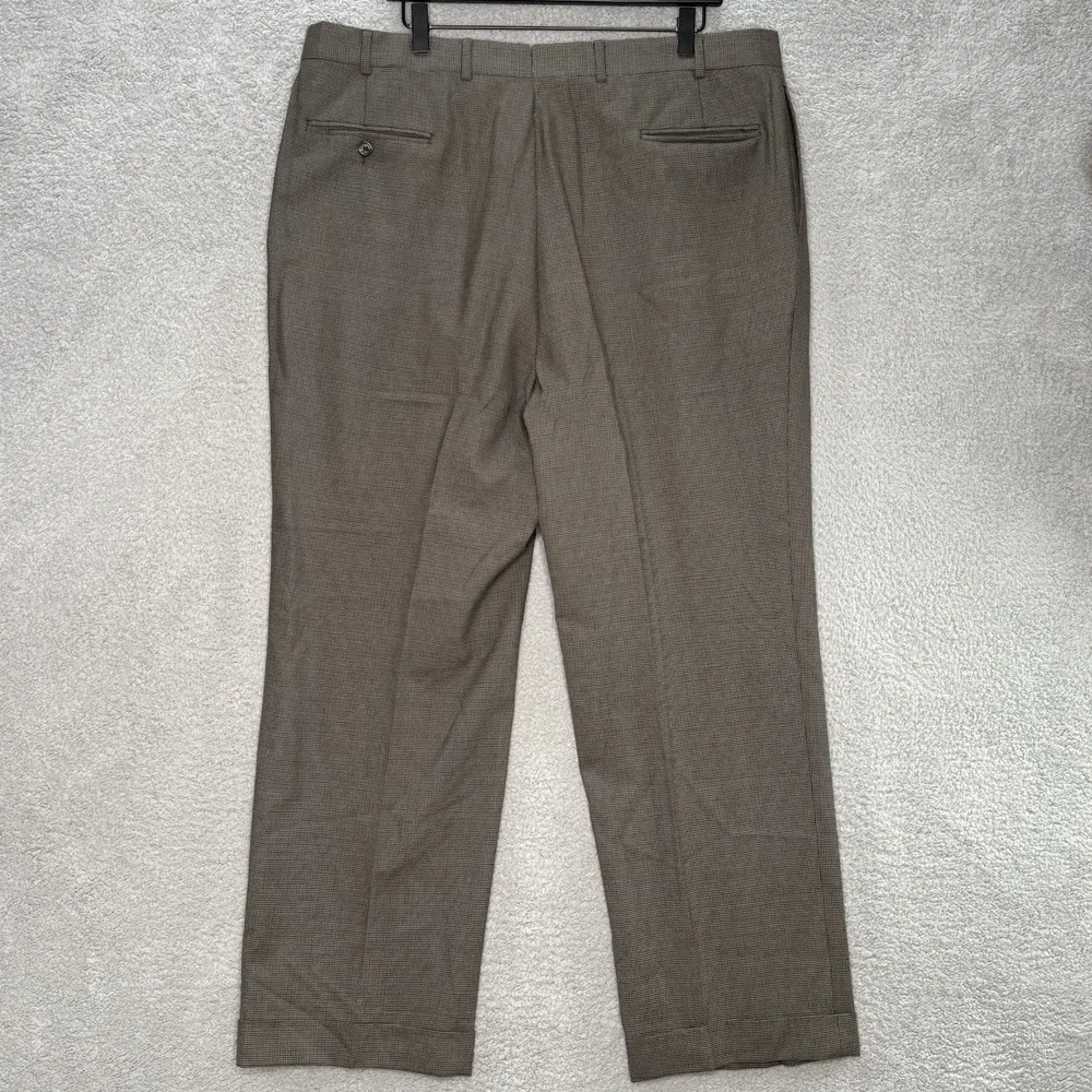 Vtg Brooks Brothers Wool Dress Pants 39x29 Brown Cuffed Houndstooth‎ Made In USA